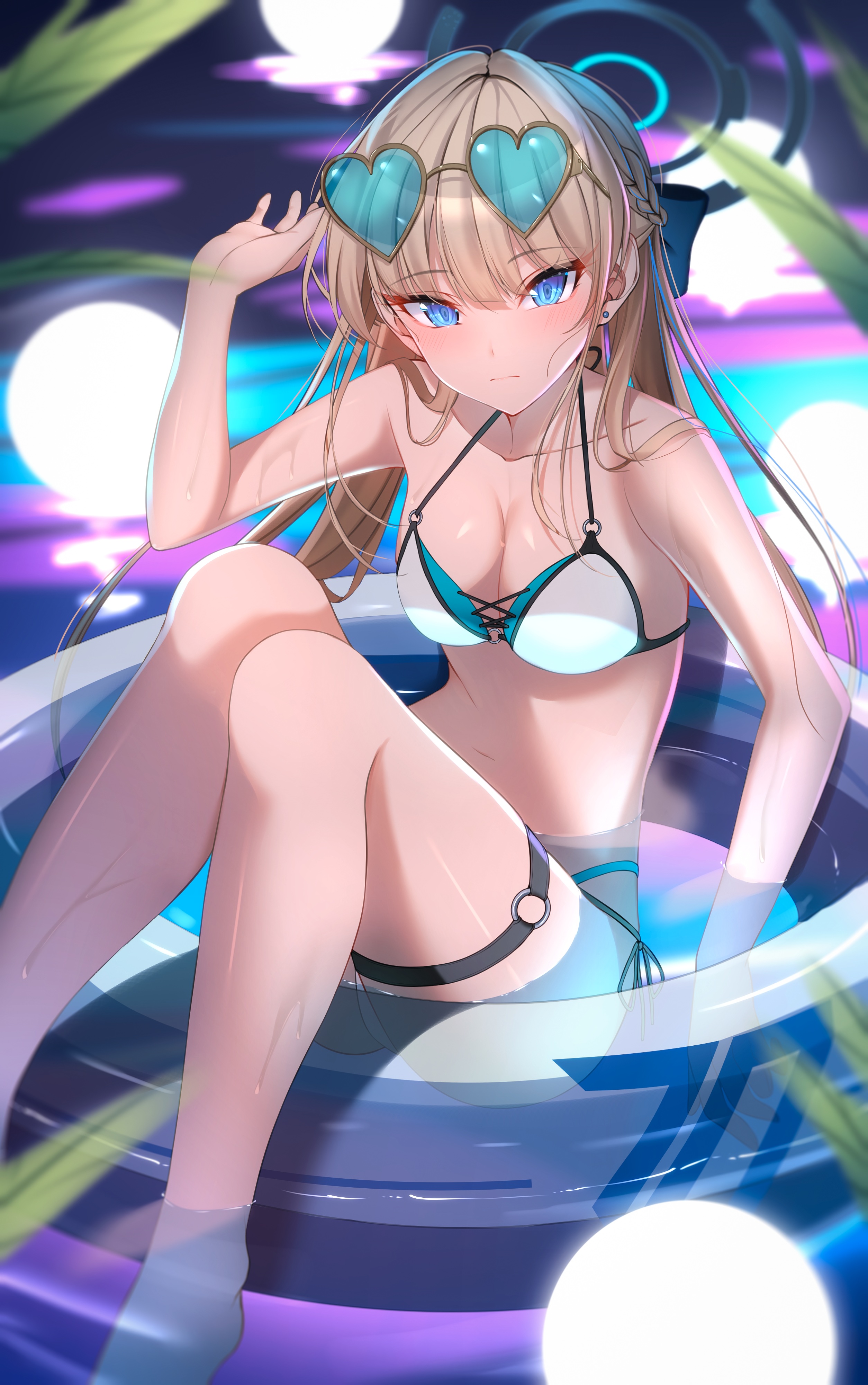 Yzk Knmn Blue Archive Asuma Toki Bikini Garter Halo Megane Swimsuits Wet Yande Re